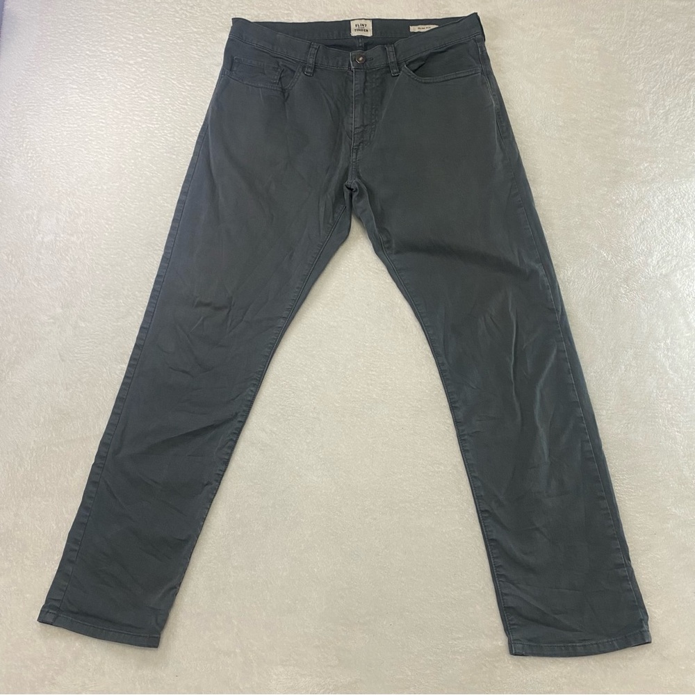 Flint and Tinder 34x30 Slim Fit 5-Pocket Pant Stretch 365 Cotton Trouser Gray